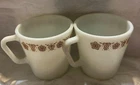 Vintage D Handle Pair Of Pyrex Coffee Cup Butterfly Gold Milk Glass Corelle Mug