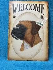 Boxer Dog Welcome Slate Tile Hanging Sign Original Tag 12x8 Good Condition