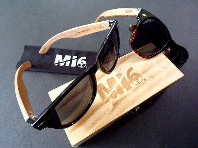Mi6  Polarized Bamboo Wood Sunglasses men women Retro Horn Rim Wood Box Case usa