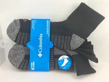Men's COLUMBIA Socks, Black Quarter Crew Socks, 6 Pack, $36 MSRP 🌲🎒☕️