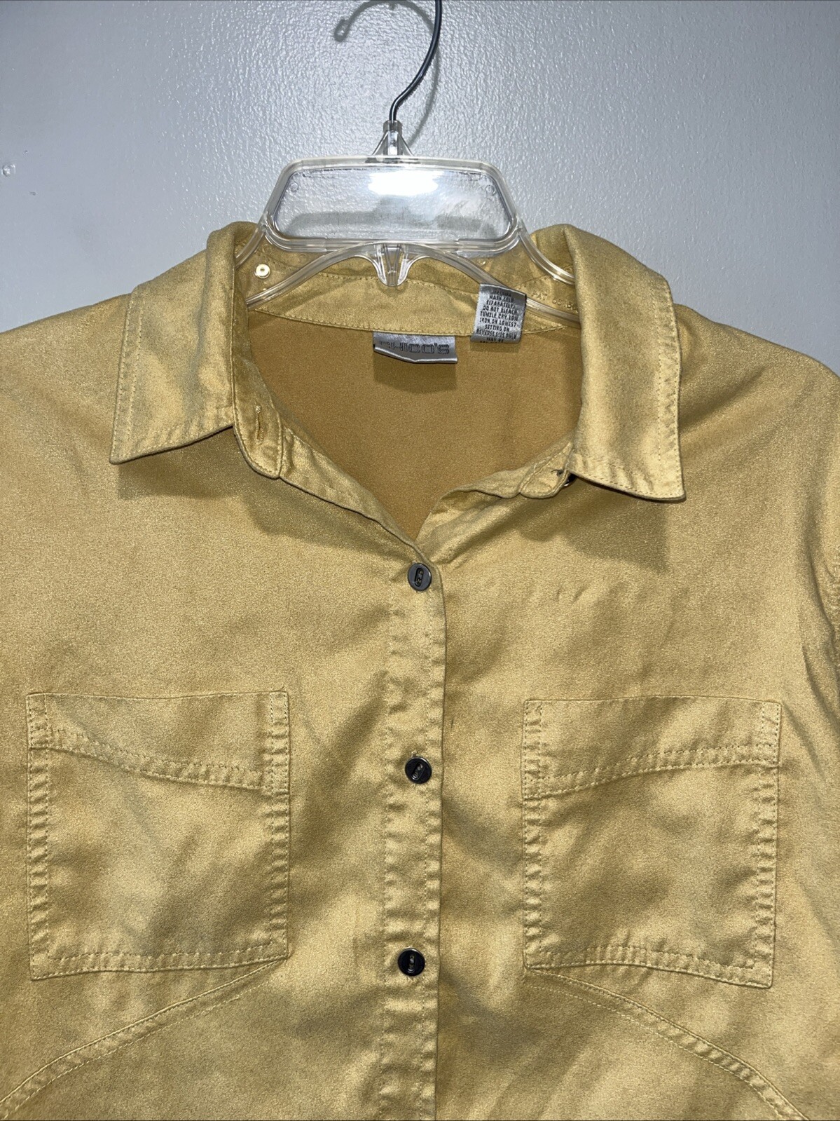 Chico’s Yellow Polyester Collared Long Sleeve But… - image 2