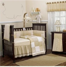 COCALO Baby Nursery Couture Crib Set Neutral Beige Boy Girl Bedding & Decoration