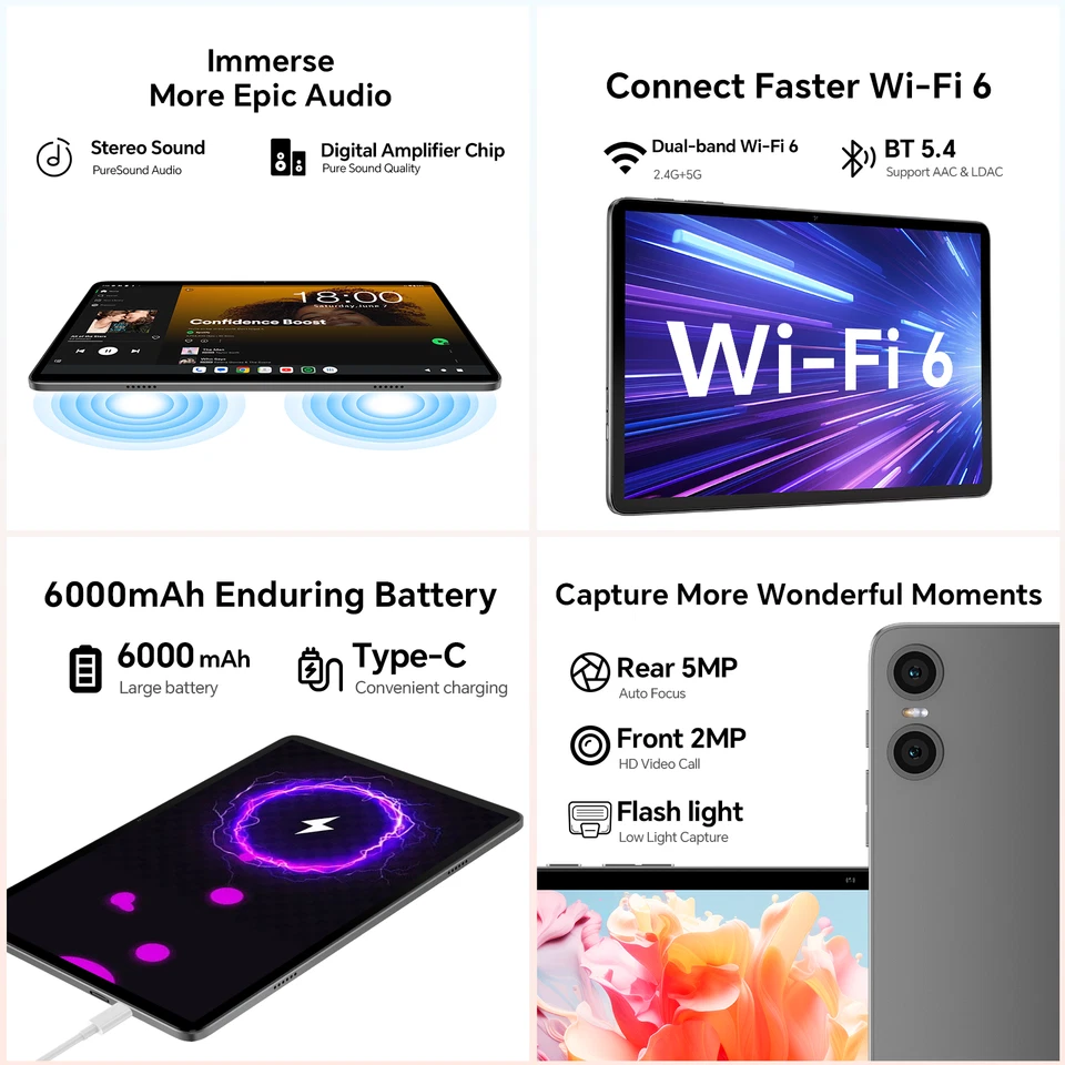 tablette Android 128 go ext Quad-Core A523 wifi 5g Rheinland,Android 14,E 10"IPS - Photo 4/4