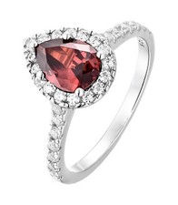 Sterling Silver 925 simulated RUBY & CZ Pear Cluster Ring size J to S