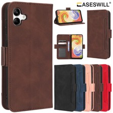 For-Samsung Galaxy A04 Retro Leather Card Holder Wallet Case Screen Protector