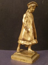 ~Antique Franz Gruber Austrian Bronze Figure Statue School Girl Woman Sculpture~