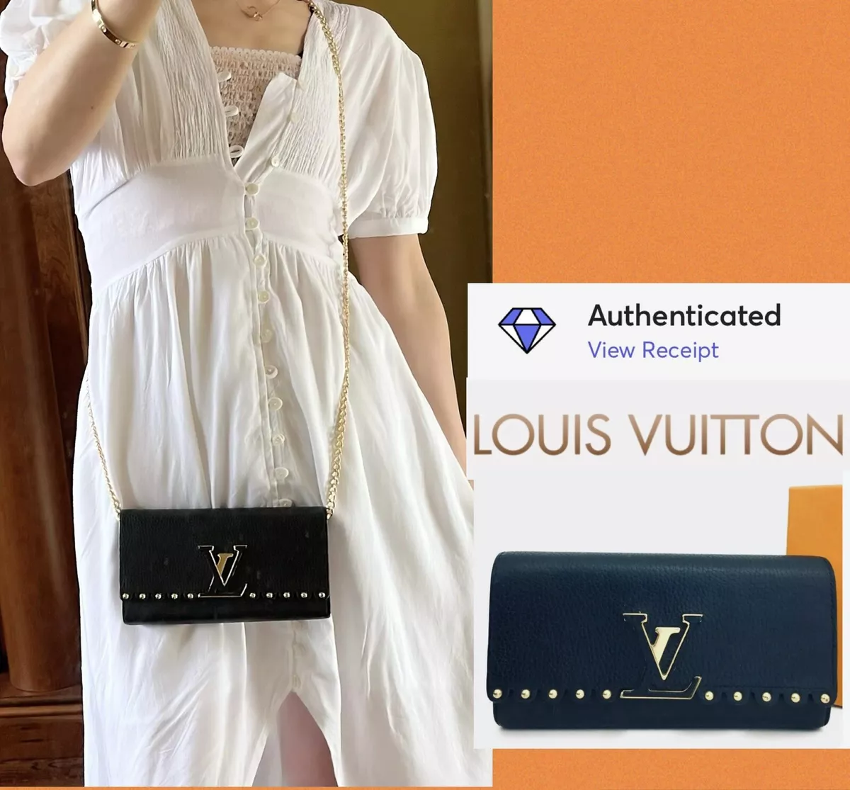 Louis Vuitton Capucines Black Wallet Optional Chain Crossbody Purse WOC w/  Box