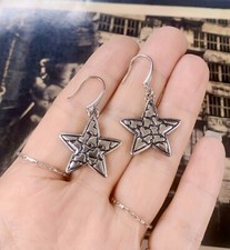 Star earrings hook blacken heart patter stainless steel earrings
