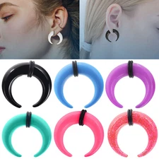 16PC Acrylic Buffalo Taper Stretching Kit C Shaped Pincher Septum Ring Ear Gauge