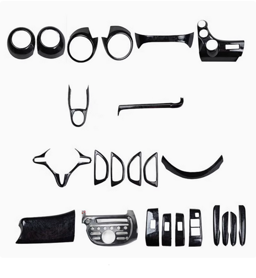 26PCS Black wood grain Car Interior Kit Cover Trim For Honda Fit