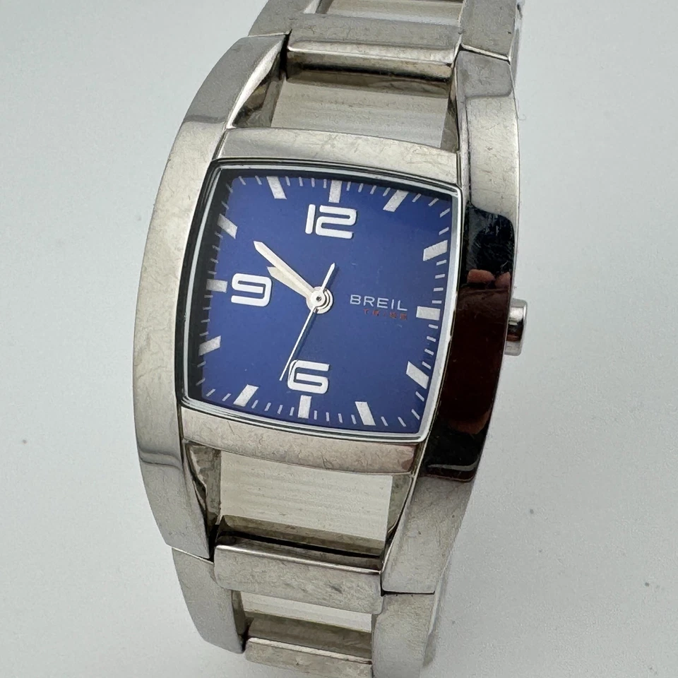 VTG Breil Tribe Quartz Watch Women 30m Silver Steel Blue Barrel New Battery 6.5" Foto 2 de 4