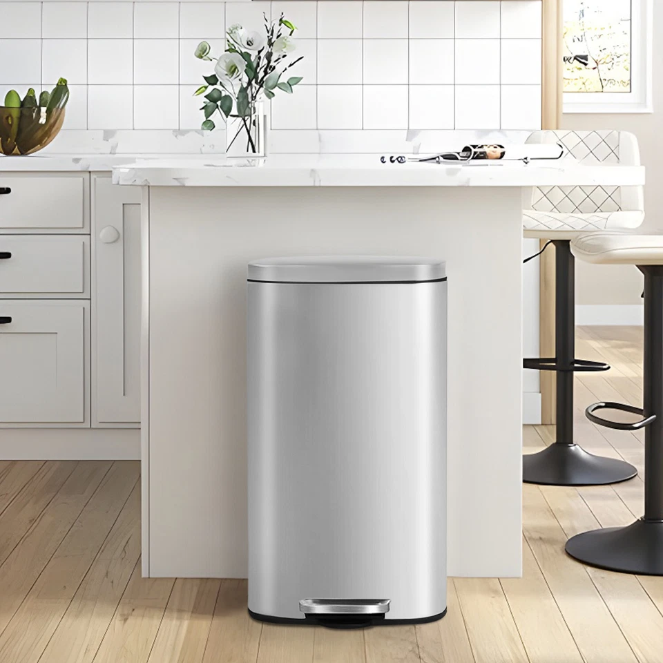Kitchen Trash Can with Lid Step Trash Bin Fingerprint-Proof for Office Bedroom - Image 2 of 4