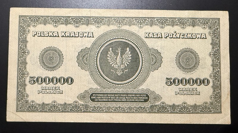 Poland Banknote 500,000 Polish Mark 1923 500000 Marek Polskich VG