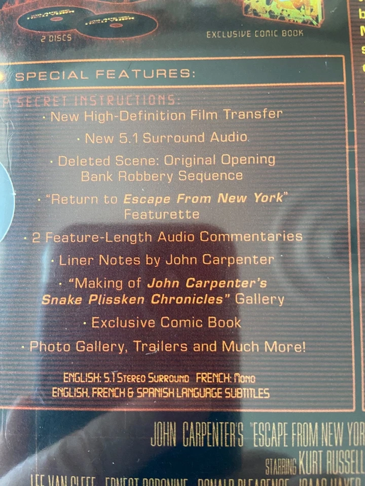 Escape From New York With Kurt Russell DVD Special Edition New & Sealed 681G - Image 4 of 4