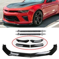 Front Bumper Lip Splitter Spoiler Glossy Black For Chevy Camaro Strut Rod Body K
