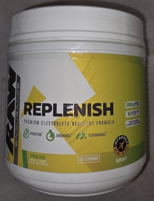 Raw 60 Serving Caffeine-Free Lemon Lime Electrolyte Drink Mix - EXP 9/30/26 NEW