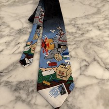 Looney Tunes Stamp Collection 1997 Character Cartoon Neck Tie 57 X 4 Made In USA