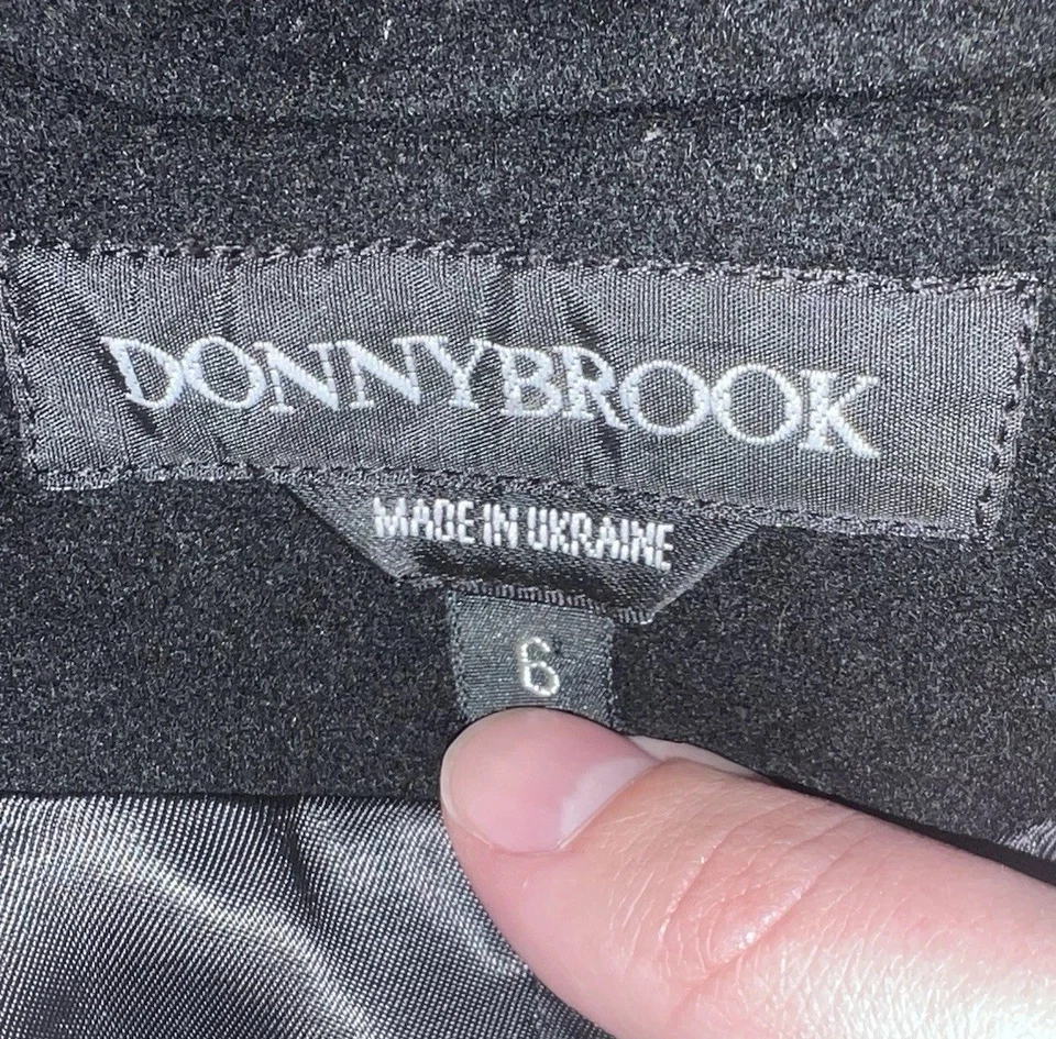 Abrigo De Colección Donnybrook Mujer Lana Doble Pecho Talla 6 Negro Hecho en Ucrania Foto 4 de 4