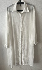 PRETTYLITTLETHING Womens White Chiffon Long Shirt Dress With Pockets Size 12 VGC