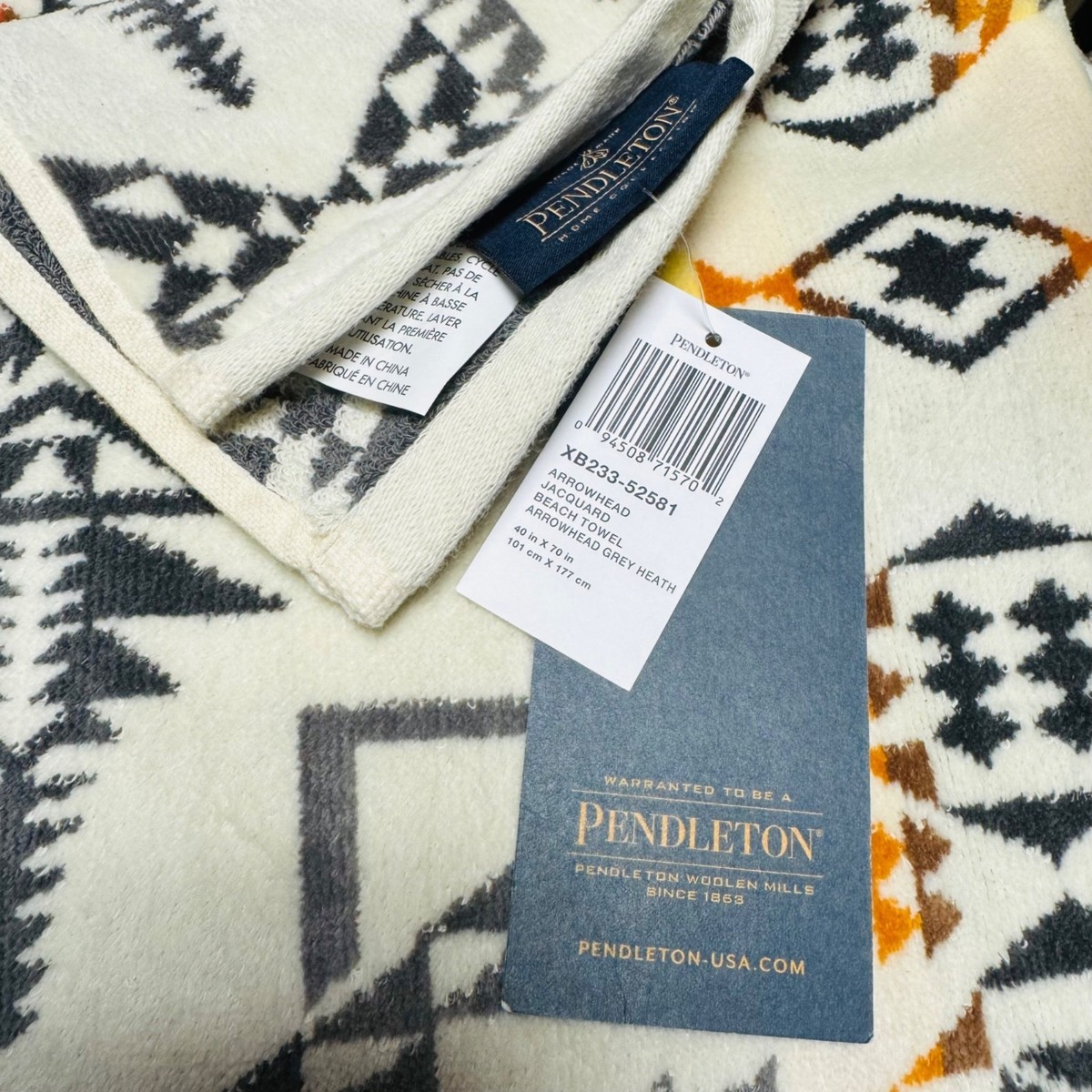 Pendleton Arrowhead Gray Tan Southwestern Jacquard Cotton Beach