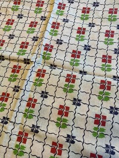 Vintage Feed Flour Sack Feedsack Red Green Blue Gray 37"x50"