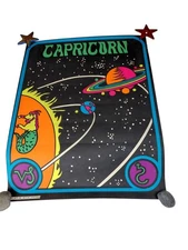 Pro Arts Blacklight CAPRICORN Astrology Poster 21x16" 1969 Groovy