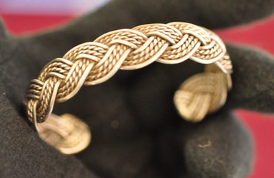 Lovely Antique Vintage Sterling Silver Braided Cable Cuff Bracelet 26g Mexico!