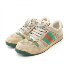 GUCCI Screener GG Canvas sneakers shoes 7 546551 canvas Suede Beige Green Used