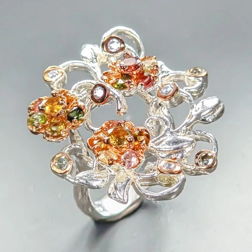 Antique Natural Tourmaline Ring 925 Sterling Silver Size 5.5 /R463720