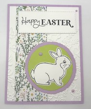 Stampin  Up White Bunny Happy Easter Card Kit, Set of 5, DSP, Embossed, Dots