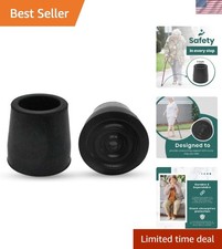 Durable Cane Walker Tips - Pack of 2 - 1" inch with Metal Insert for Enhanced...