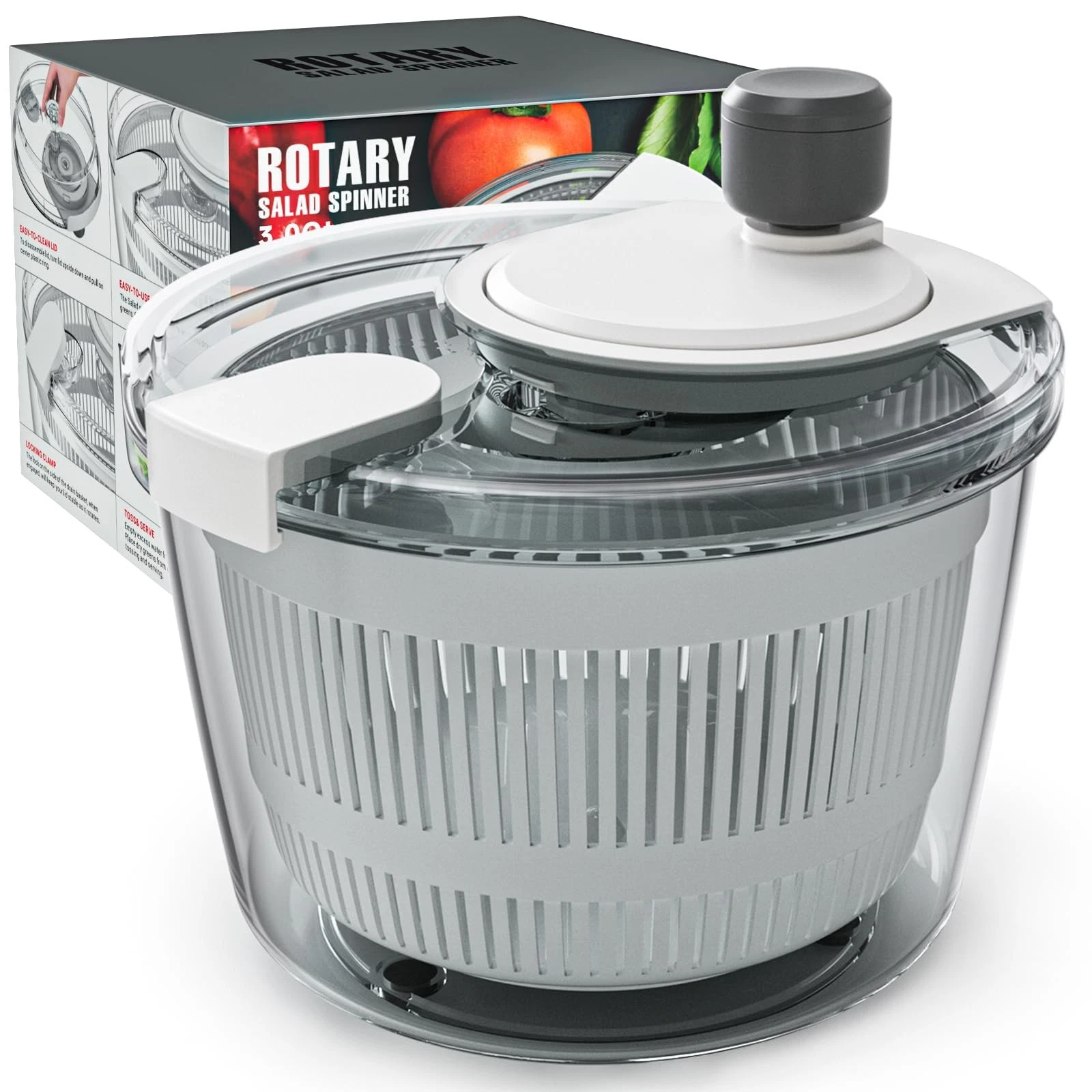 Salad Spinner Lettuce Spinner, Wash, Spin & Dry Salad Greens, Vegetable Washe...