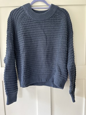 Women's Crewneck Cable Knit Pullover Sweater - Universal Thread Navy Blue L