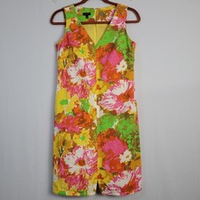 Talbots colorful floral sleeveless v-neck sheath dress sz 4P multicolor pockets