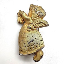 Vintage 80s Gold Tone Angel Brooch Pin Retro Women's Classic Fashion Jewelry Y2K