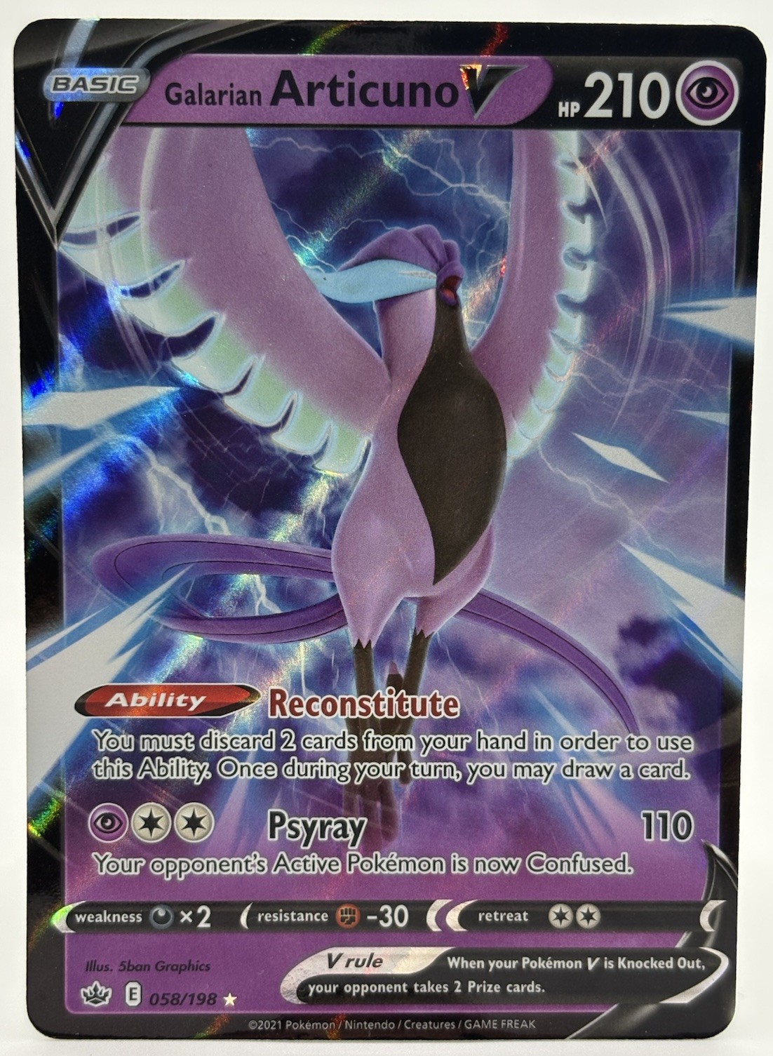 Pokemon TCG - SWSH Chilling Reign #058/198 Galarian Articuno V NM