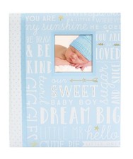 Blue Words Baby Boy Memory Keepsake Book Record, Babies Gift for Little Man