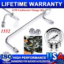 For Holley Fuel Line Gauge Carburetor 4150 Carb Dual Feed Double Pumper Chrome