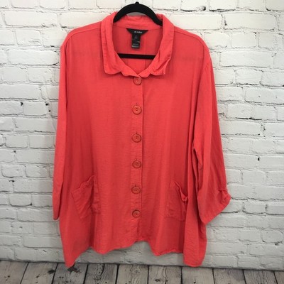 Ali Miles Top Womens 3X Pink Lightweight Long Sleeve Casual Basic Blouse
