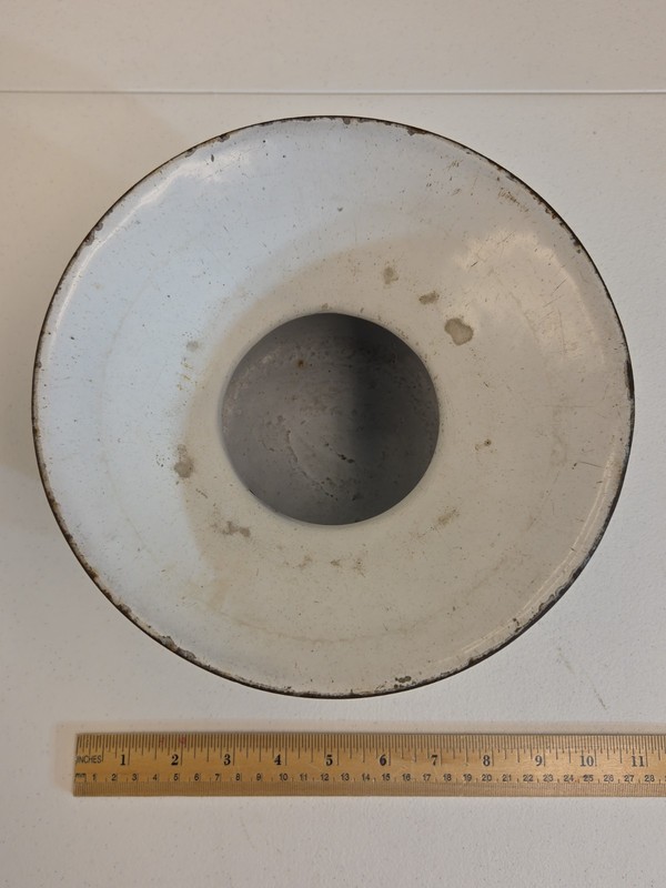 Vintage Antique SPITTOON Cast Iron White Porcelain Enamel Cuspidor 8½" by 6"
