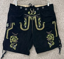 German Bavarian Oktoberfest Trachten Lederhosen Leather Mens Shorts Size 34