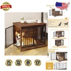 Rustic Brown Dog Crate Furniture Barn Door, Heavy Duty Wooden Pet Kennel End ...
