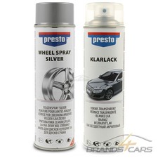 500ml FELGENSILBER FELGENLACK SILBER PRESTO + 500ml KLARLACK SPRAY SPRÜHLACK 370