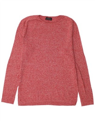Zara Herren Rundhals Pullover Pulli Medium Rot Gefleckt YC09