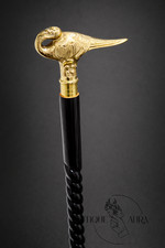 Antique Victorian Wooden Walking Cane Sticks Swan Head Handle Vintage Designer