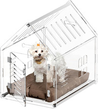 Acrylic Dog House, 24" L X 18" W X 23" H Clear Dog Crate, Modern Indoor Dog Kenn