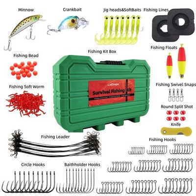 Portable Survival Fishing Kit - Compact Tackle Box for Camping/Hiking,Hooks Gift