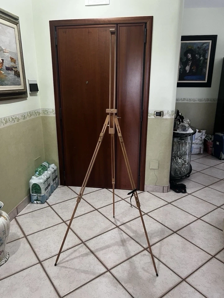 Cavalletto Regolabile In Legno Per Quadri O Tele. Cavalletto Professionale - Immagine 4 di 4