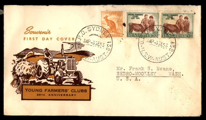 Mayfairstamps Australia FDC 1953 Kids With Cow Young Farmers Club Tractor First