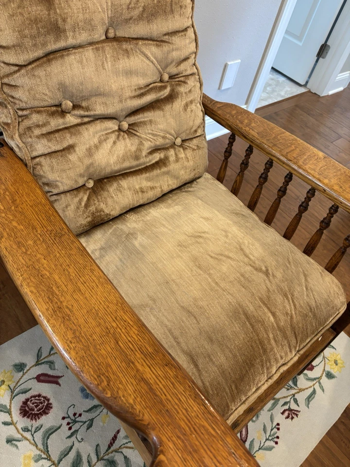 Antique Solid Oak Reclining Morris Lounge Chair c 19th C - Image 3 of 4